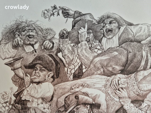 РОБЕРТ БАРЪМОВ 1966 - 2021 Снежанка III 2016г. литография суха игла, снимка 4 - Картини - 50779824