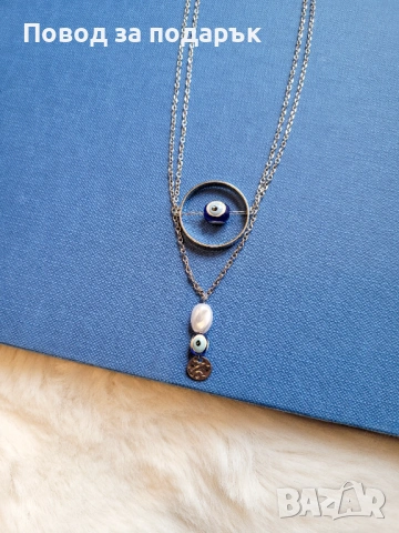 Дамско колие със синьо око, снимка 4 - Колиета, медальони, синджири - 53040856