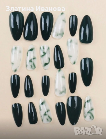 Самозалепващи изкуствени нокти 24 бр. + лепило в комплект, снимка 4 - Продукти за маникюр - 52660484