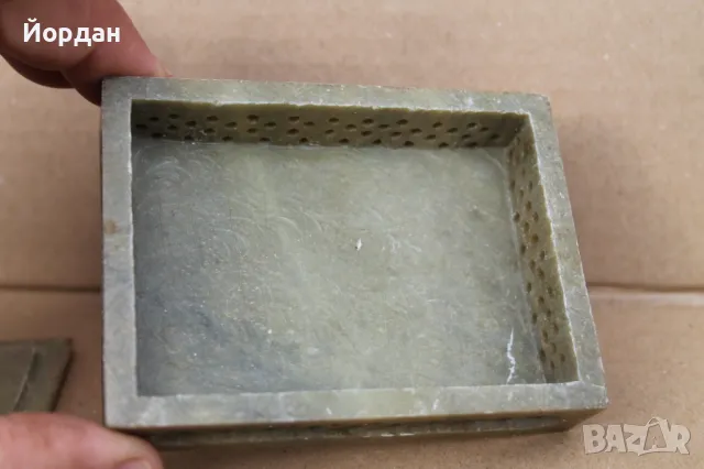 Стара Китайска кутия-камък и седеф, снимка 6 - Антикварни и старинни предмети - 49849172