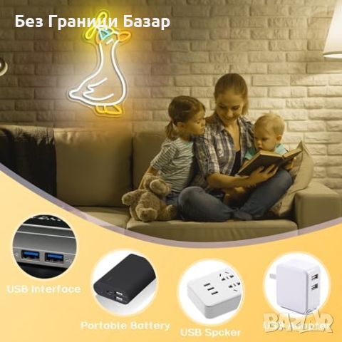 Нова Неонова Гъска LED Лампа Забавна Декорация стена стая USB Захранване, снимка 4 - Декорация за дома - 46518794