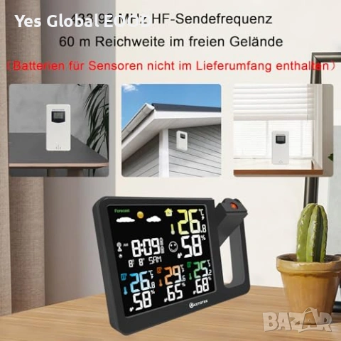 KETOTEK метео станция с проектор, DCF, 3 сензора, снимка 6 - Друга електроника - 54038561