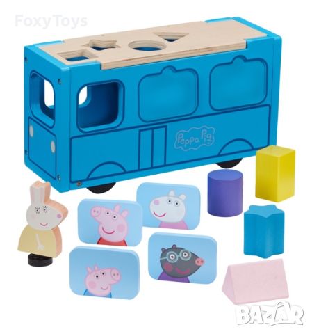 Дървена играчка за сортиране Училищен автобус Peppa Pig, Пепа, снимка 4 - Образователни игри - 46273500