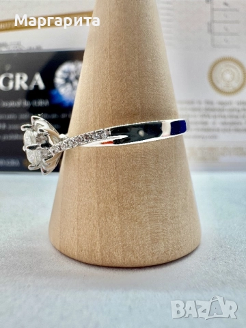 Сребърен пръстен с мойсанит (диамант) 0.5 карата, снимка 7 - Пръстени - 52261294