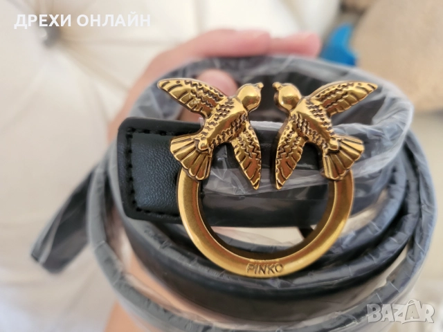 Черен колан по модел на Pinko, снимка 2 - Колани - 51820353