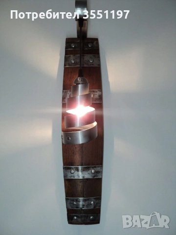 Лампи за стена от дъбови ламели от буре, снимка 4 - Лампи за стена - 52895975