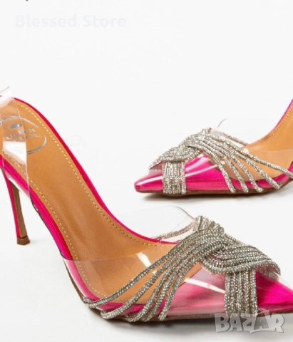 Прозрачни обувки с ток, снимка 9 - Дамски обувки на ток - 52907348