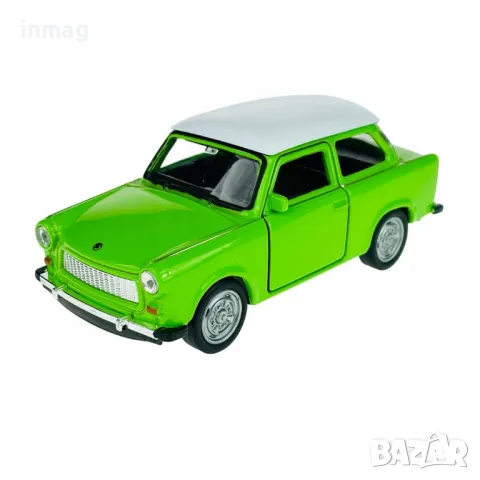 Метална количка Trabant 601 / Трабант 601, 1965, WELLY, мащаб 1:34, зелен цвят, бял таван, 43654, снимка 1