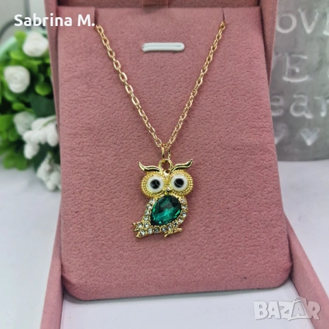 Crystal Owl Necklace Pink 🦉 | дамско колие с бухал, снимка 4 - Колиета, медальони, синджири - 53324685