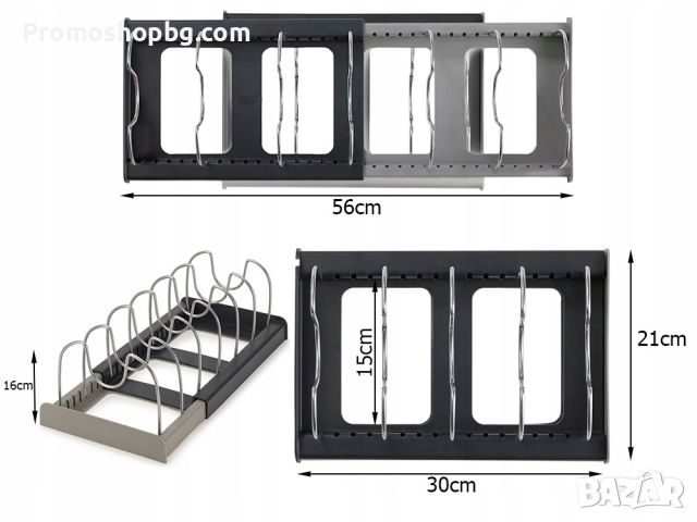 Регулируем oрганайзер за капаци, тигани и чинии, снимка 5 - Органайзери - 45099727