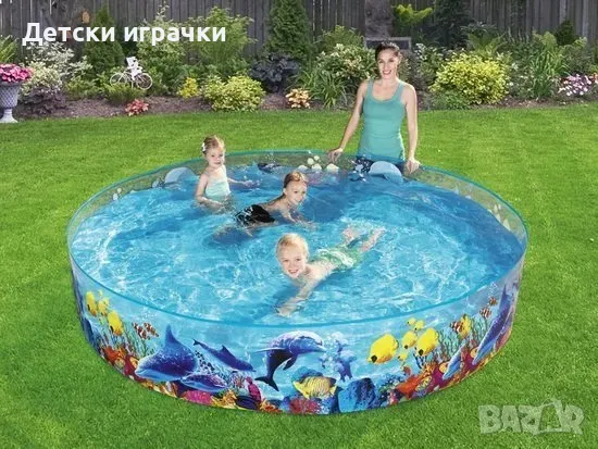 Детски басейн с твърд борд, 244 х 46 см, Bestway, морски свят