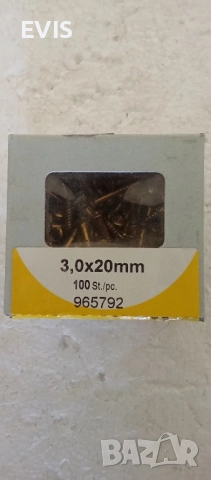 Винтове за дърво с месингово покритие 3х20mm, снимка 2 - Железария - 51510164