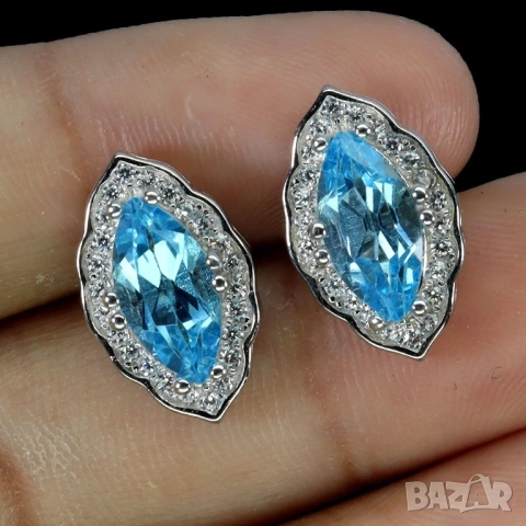 925 сребърни обеци с топаз, опал, гранат, апатит, подходящи за подарък, снимка 2 - Обеци - 51755722