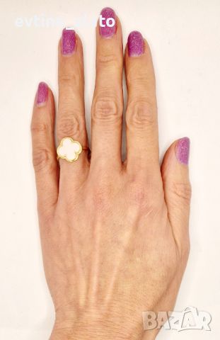 Дамски златни пръстени - Четирилистна детелина, снимка 8 - Пръстени - 45637541