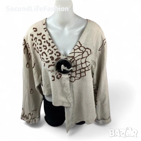 Дамско ленено яке Mark Abbas Femme един размер бежово кафяво