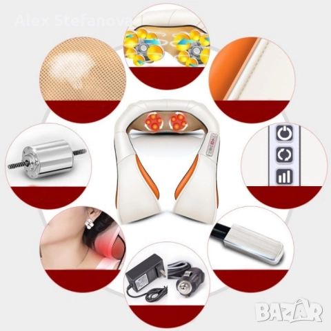 Шиацу 4D масажор за врат, гръб, плешки и рамене с функция затопляне , снимка 7 - Масажори - 52845453