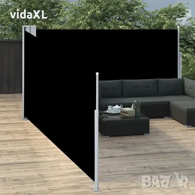 vidaXL Прибираща се странична тента, черна, 140x1000 см（SKU:48484）, снимка 3 - Градински мебели, декорация  - 49391694