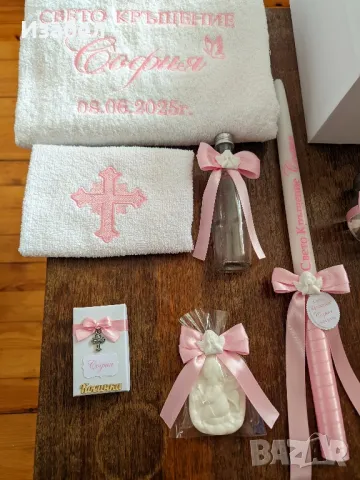 Комплект за кръщене в бебешко розово , снимка 3 - Комплекти за бебе - 50318882