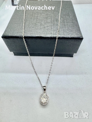 Сребърно колие с мойсанит (Диамант) 1 карат, снимка 9 - Колиета, медальони, синджири - 52933693