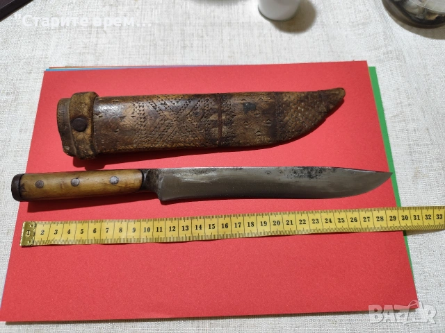 Стар български Овчарски Нож с Дървена Кания, снимка 5 - Антикварни и старинни предмети - 53964979