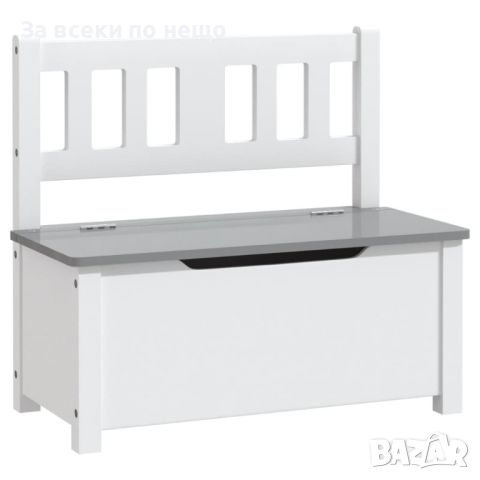 Детска пейка за съхранение, бяло и сиво, 60x30x55 см, МДФ, снимка 1 - Други - 45888104