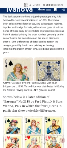 Редки ретро карти Piatnik Baroque от 1950г, снимка 14 - Карти за игра - 53893048