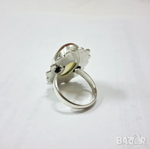 Сребърен пръстен с естествен монтански ахат, Размер 56, снимка 5 - Пръстени - 18438842