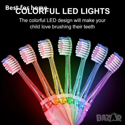 SEAGO Детска електрическа четка за зъби с 2-минутен таймер за миене и 4 сменяеми глави за четка, снимка 9 - Други - 53404498