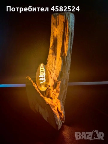Дървена нощна лампа, снимка 4 - Настолни лампи - 52511955
