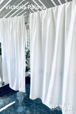 Две бели ленени (100%) пердета 2 броя, снимка 10 - Пердета и завеси - 51572673