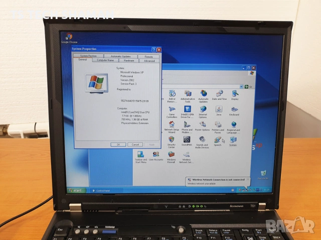 ⭐Продавам бизнес ретро лаптоп LENOVO T61 с Windows XP.⭐, снимка 4 - Антикварни и старинни предмети - 54105105