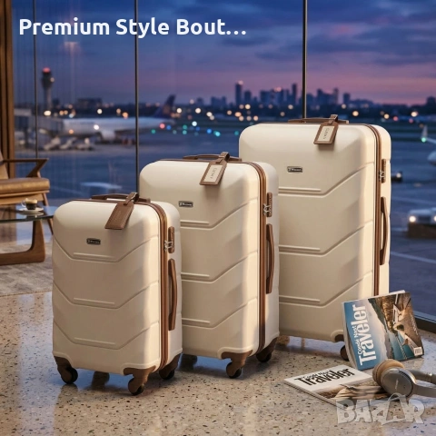 Комплект 3 в 1 Твърди куфари, размери M, XL и XXL, ABS материал, 4 колела 360°, кодирано заключване