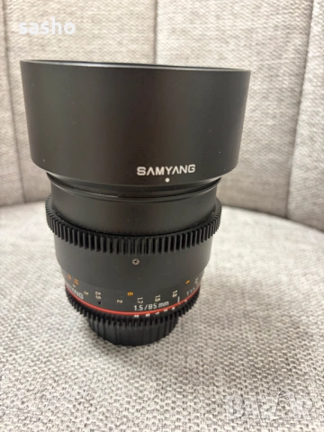 Обектив Samyang 85mm T1.5 VDSLR (Nikon F) – Отличен за портрети, снимка 6 - Обективи и филтри - 53611374