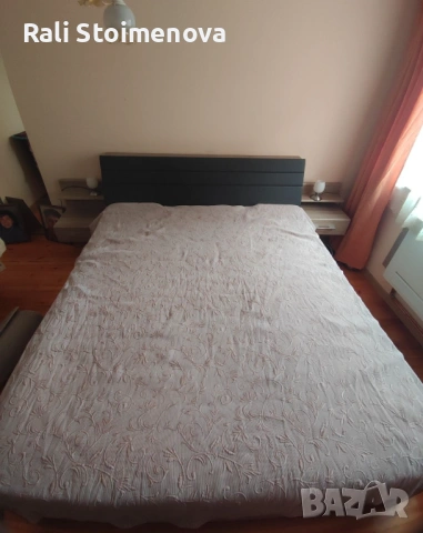 Легло с матрак + ракла и шкафчета + покривало за легло, снимка 3 - Спални и легла - 53298145