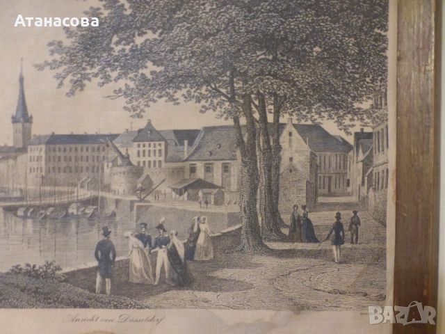 Стара гравюра "Изглед от Дюселдорф" 1900 г, снимка 5 - Антикварни и старинни предмети - 53714739