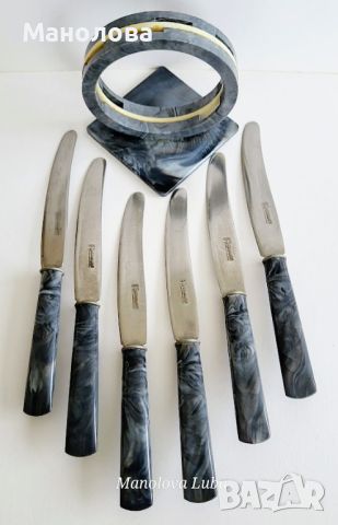 Комплект от шест ножчета за закуска с пластмасова стойка., снимка 5 - Антикварни и старинни предмети - 46436869
