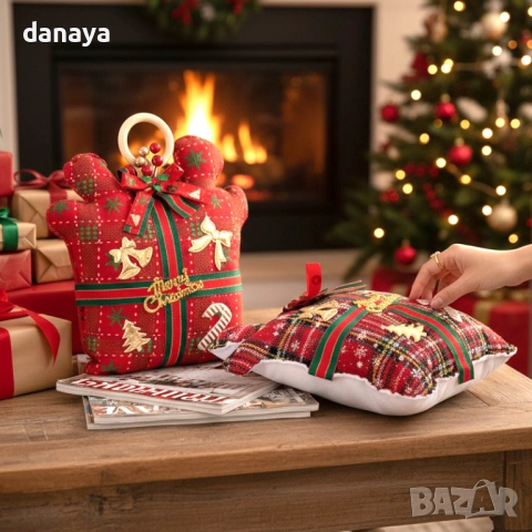 6251 Мини декоративна коледна възглавничка подарък Merry Christmas, снимка 4 - Декорация за дома - 52176432