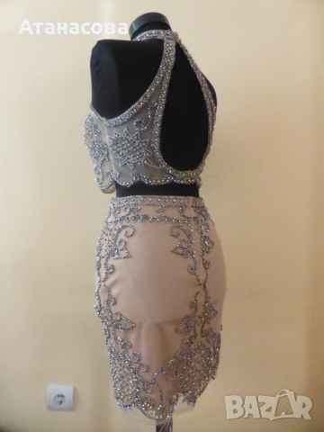  Абитуриентска официална рокля SHERRI HILL от 2 части с камъни Swarowski, снимка 4 - Рокли - 44958246