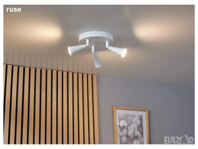 НОВИ! LED спот лампа плафон за таван тройка бял мат, снимка 3 - Лампи за таван - 53569039