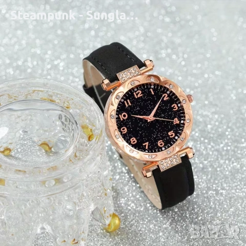 Комплект 1 Дамски кръгъл кварцов часовник и 5 гривни - идеален избор за ежедневно носене и подарък !, снимка 5 - Дамски - 53597205