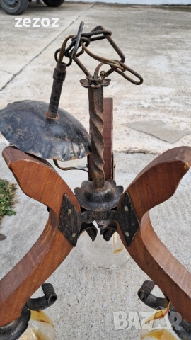 Абажур метал и дърво, снимка 3 - Лампи за таван - 53809339