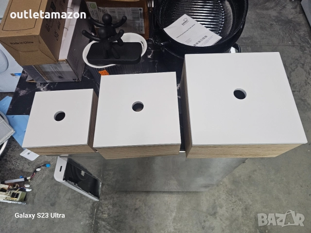 Комплект от 3 кутии за съхранение Zeller с капак, дърво, кафяво/бяло, снимка 3 - Кутии за съхранение - 52745497