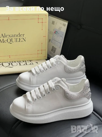 Alexander McQueen Дамски Бели Маратонки С Кристали👟Дамски Спортни Обувки Александър Макуин Код E581