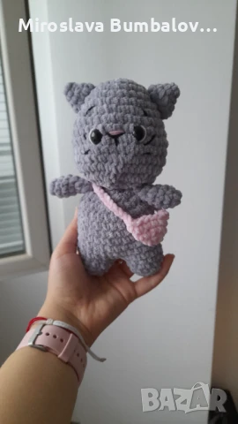 Плетено плюшено коте, снимка 1
