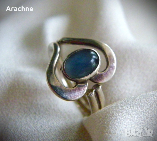 Сребърен пръстен с аквамарин, снимка 7 - Пръстени - 47074701