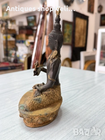 Бронзова статуетка Буда №7930, снимка 3 - Антикварни и старинни предмети - 53736005