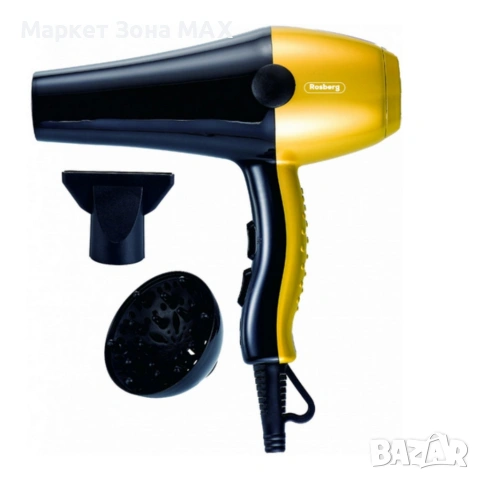Сешоар Rosberg 2000W с дифузер – Бързо сушене, повече обем и пълен контрол всеки ден, снимка 2 - Сешоари - 53584818