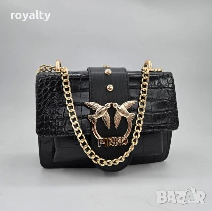 Pinko Нова Черна Дамска Кожена Чанта Пинко 