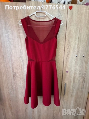 Вишнево червена рокля, снимка 2 - Рокли - 53963749