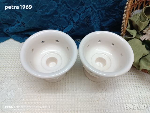 Свещници от бяла керамика, снимка 3 - Други - 46053341